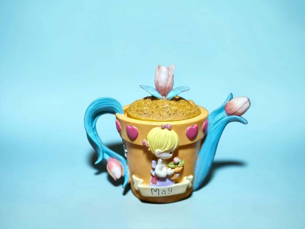 Precious Moments Miniature Teapot Figurine May Flower Pot
